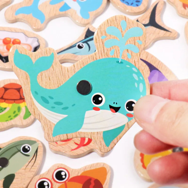 Gioco di Pesca Magnetico Montessori in Legno