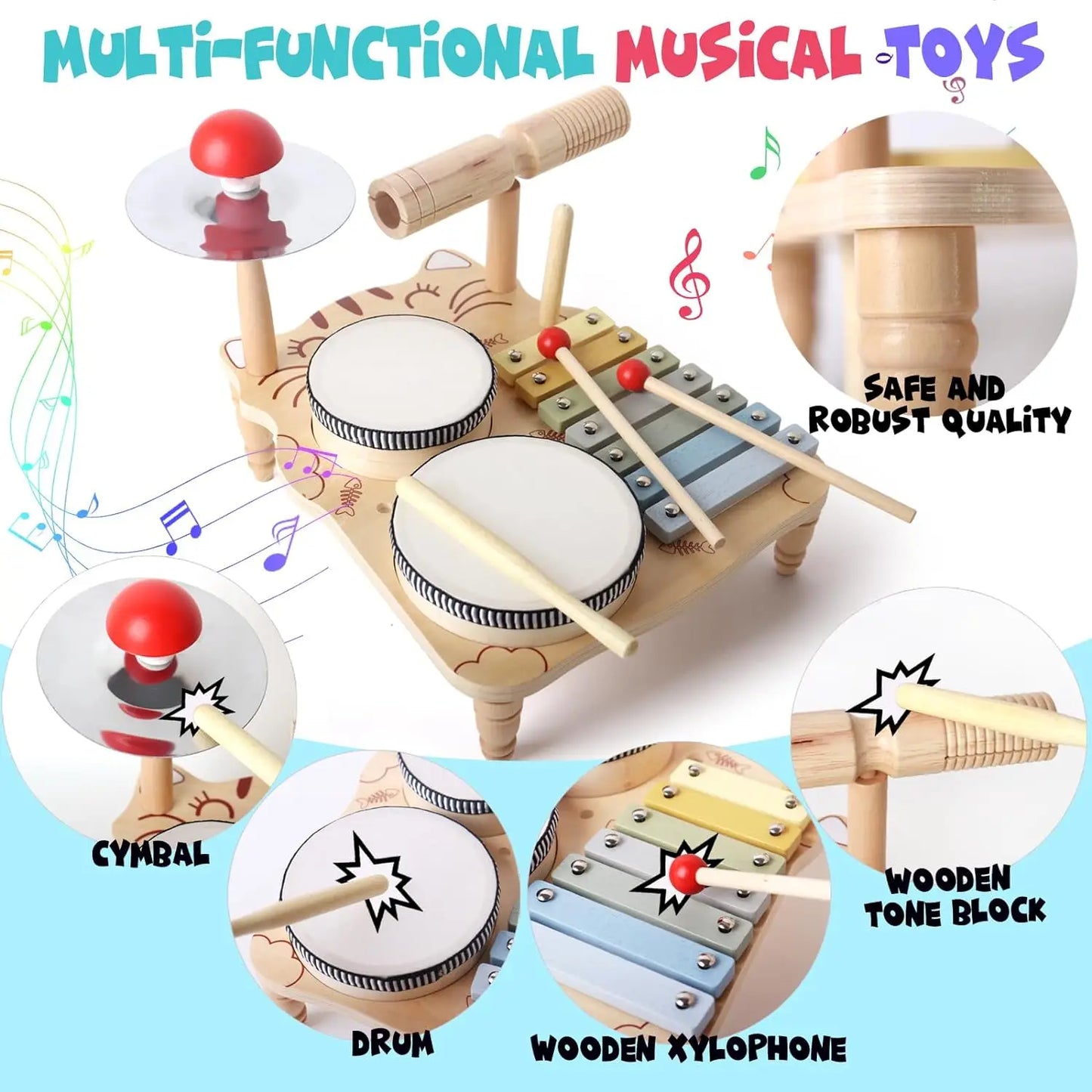 Set di Strumenti Musicali Montessori in Legno