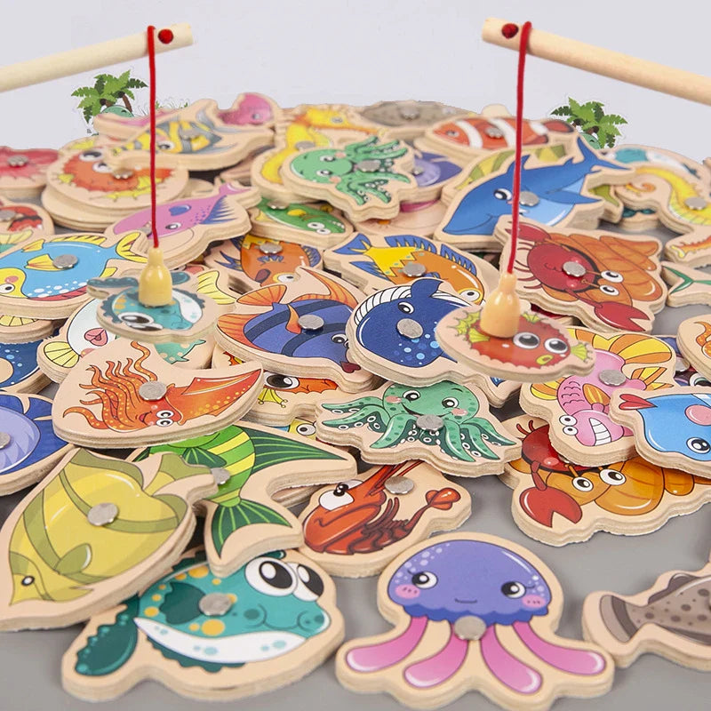Gioco di Pesca Magnetico Montessori in Legno