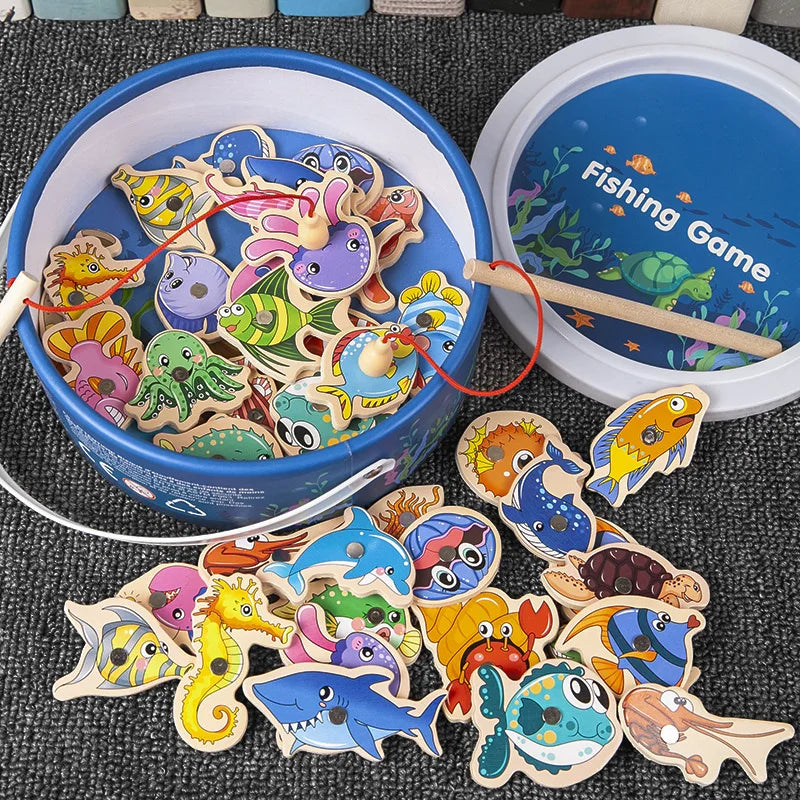 Gioco di Pesca Magnetico Montessori in Legno