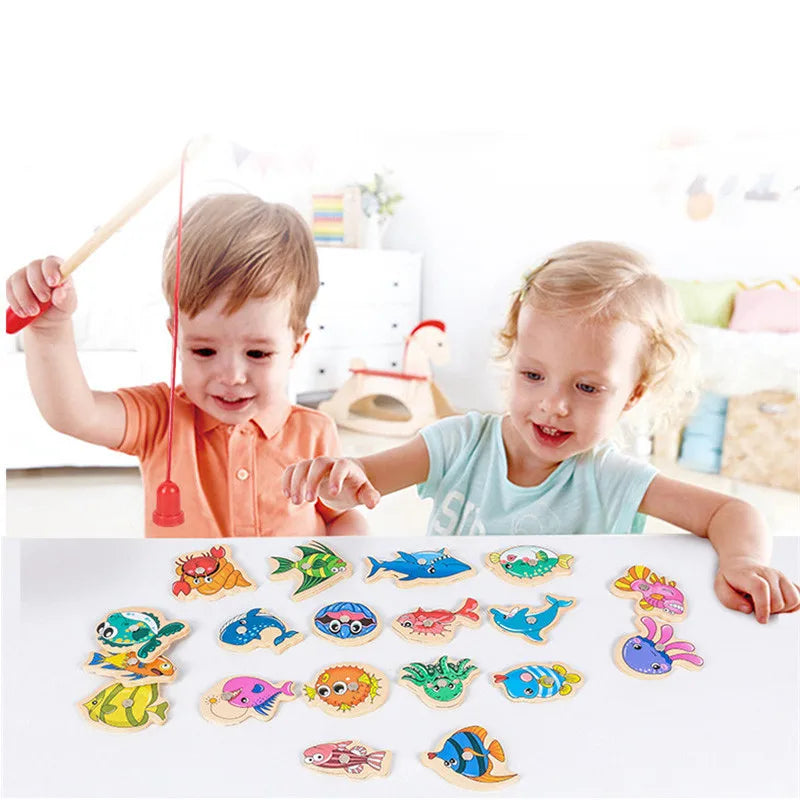 Gioco di Pesca Magnetico Montessori in Legno