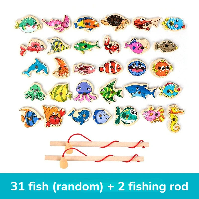 Gioco di Pesca Magnetico Montessori in Legno