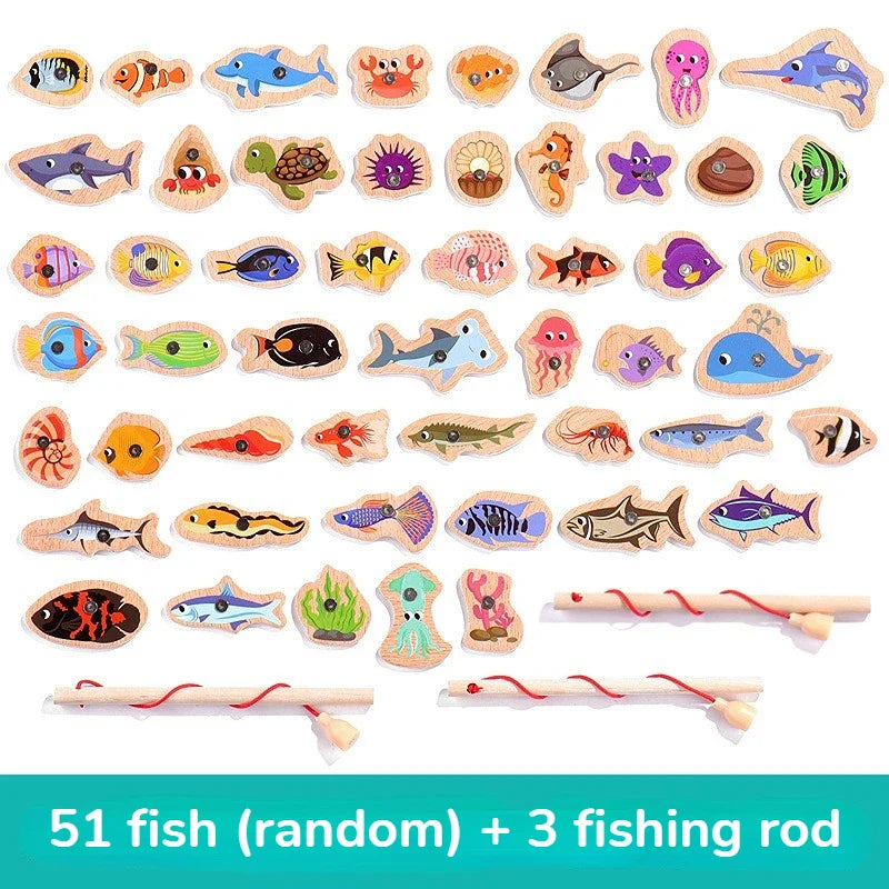 Gioco di Pesca Magnetico Montessori in Legno