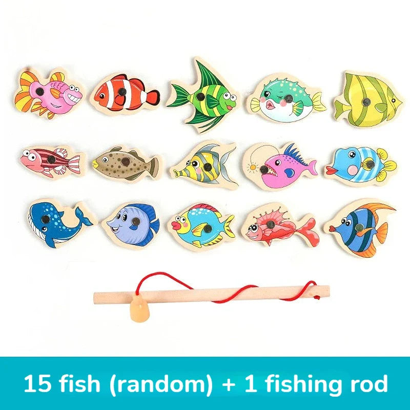 Gioco di Pesca Magnetico Montessori in Legno