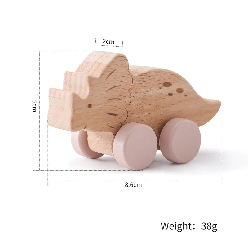 Dinosauro Montessori in Legno con Ruote
