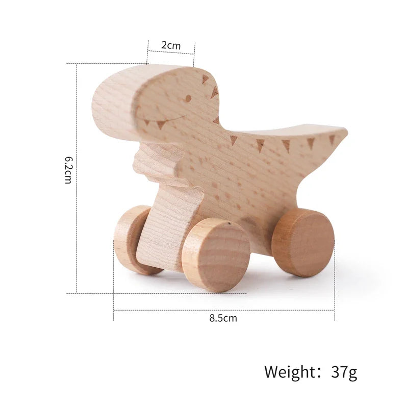 Dinosauro Montessori in Legno con Ruote
