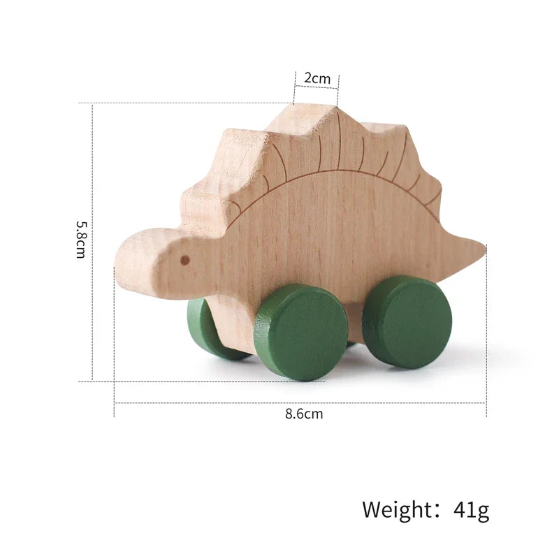 Dinosauro Montessori in Legno con Ruote