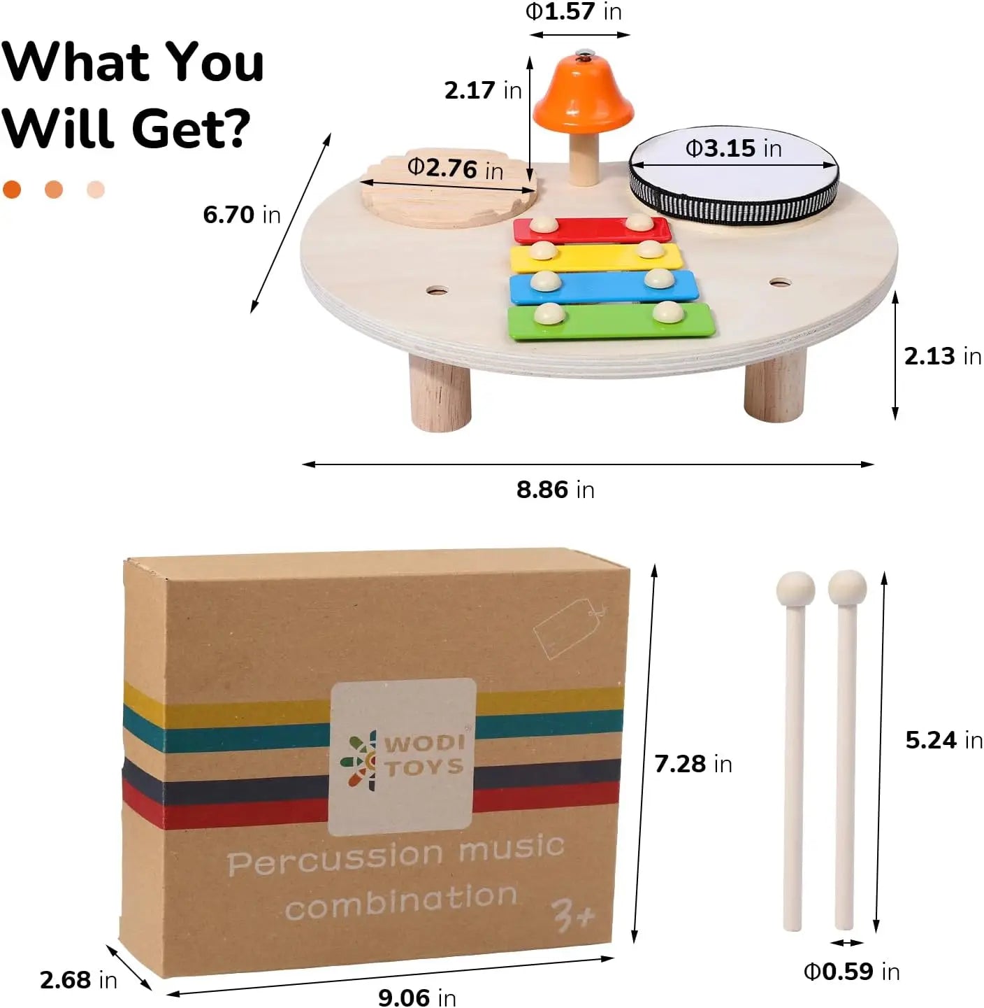 Set di Strumenti Musicali Montessori in Legno