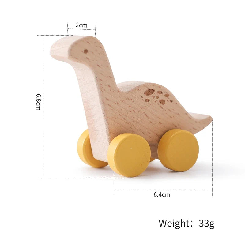 Dinosauro Montessori in Legno con Ruote