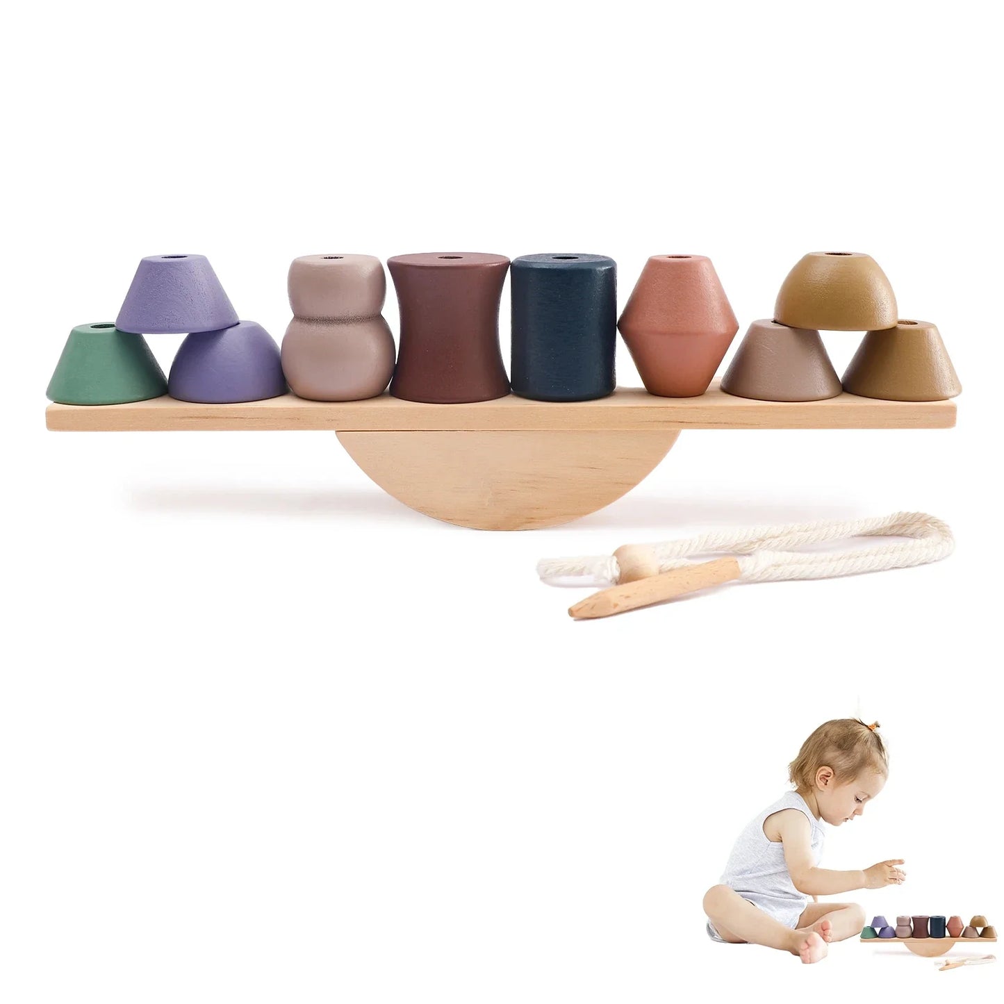 Montessori Wooden Toy Stacking&Threading-14